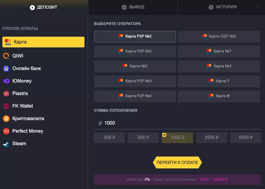 Платежные методы Turbo Casino